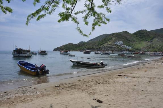 A praia de Taganga, ao lado de Santa Marta, no litoral norte da Colômbia